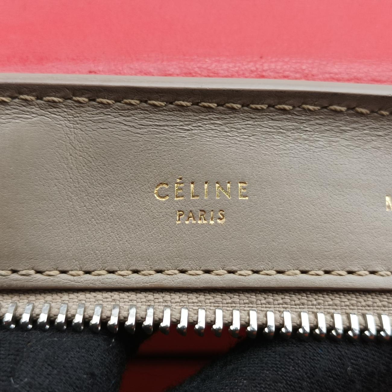 Pre-owned Celine Trapèze Beige × Black × Red Suede × leather  shoulderbag | stylenewstar