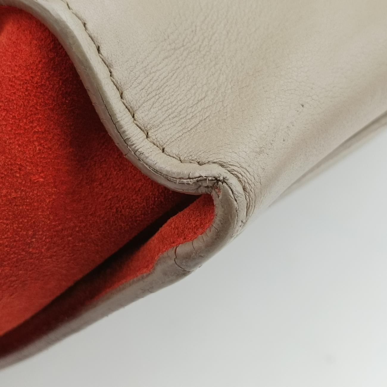 Pre-owned Celine Trapèze Beige × Black × Red Suede × leather  shoulderbag | stylenewstar