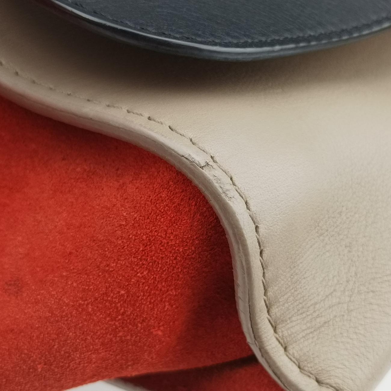 Pre-owned Celine Trapèze Beige × Black × Red Suede × leather  shoulderbag | stylenewstar