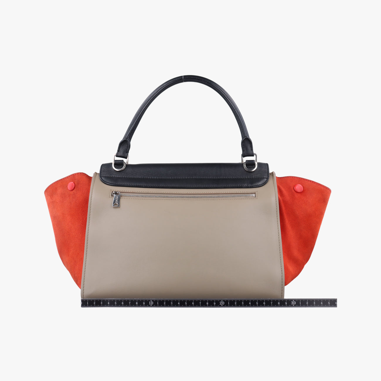 Pre-owned Celine Trapèze Beige × Black × Red Suede × leather  shoulderbag | stylenewstar