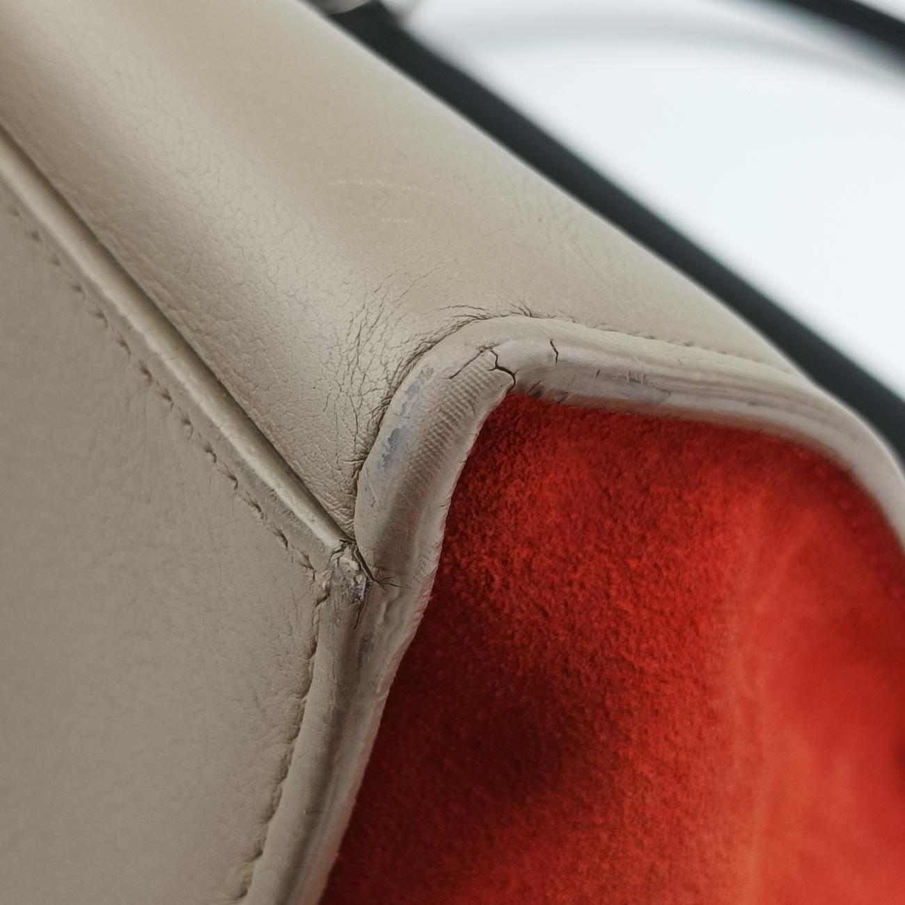 Pre-owned Celine Trapèze Beige × Black × Red Suede × leather  shoulderbag | stylenewstar