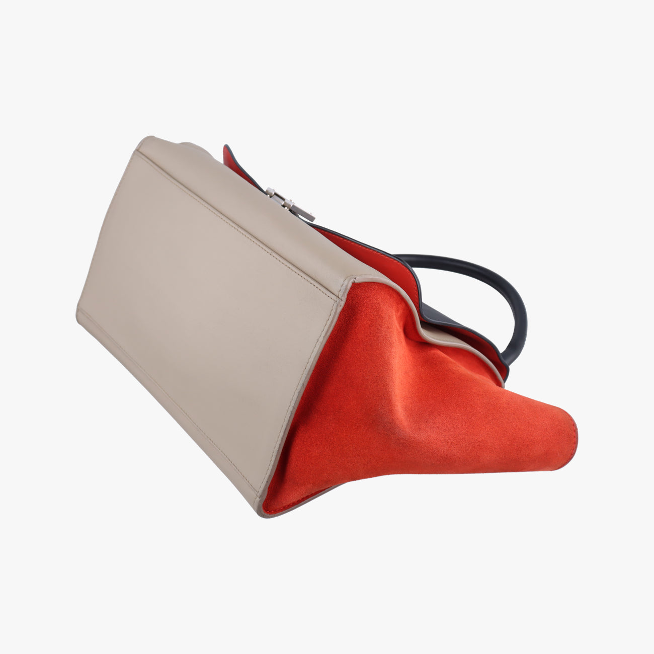 Pre-owned Celine Trapèze Beige × Black × Red Suede × leather  shoulderbag | stylenewstar