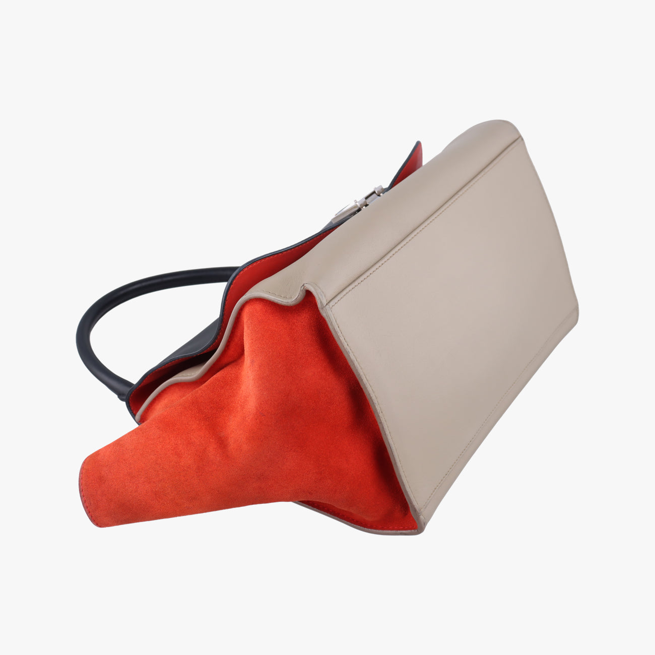 Pre-owned Celine Trapèze Beige × Black × Red Suede × leather  shoulderbag | stylenewstar