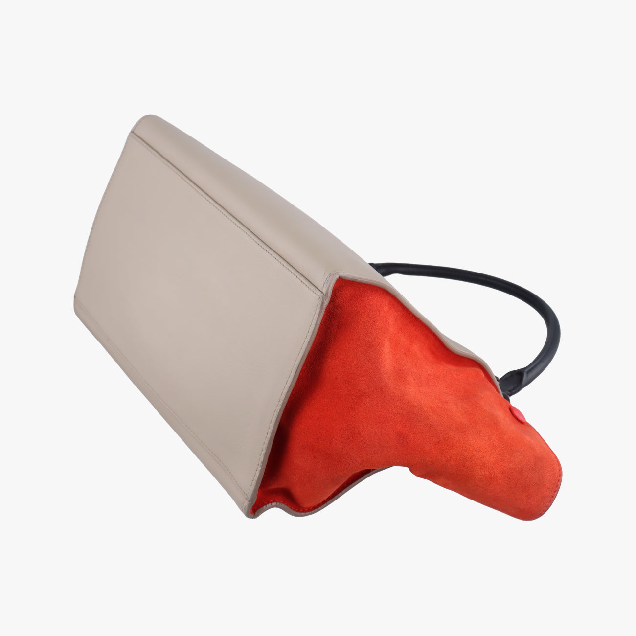 Pre-owned Celine Trapèze Beige × Black × Red Suede × leather  shoulderbag | stylenewstar