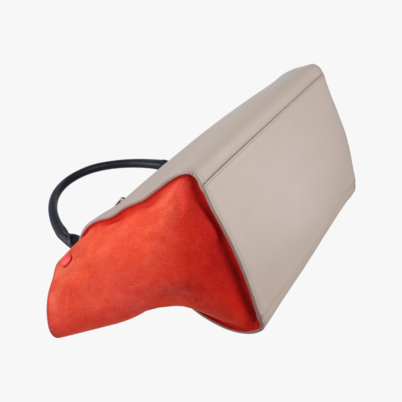 Pre-owned Celine Trapèze Beige × Black × Red Suede × leather  shoulderbag | stylenewstar