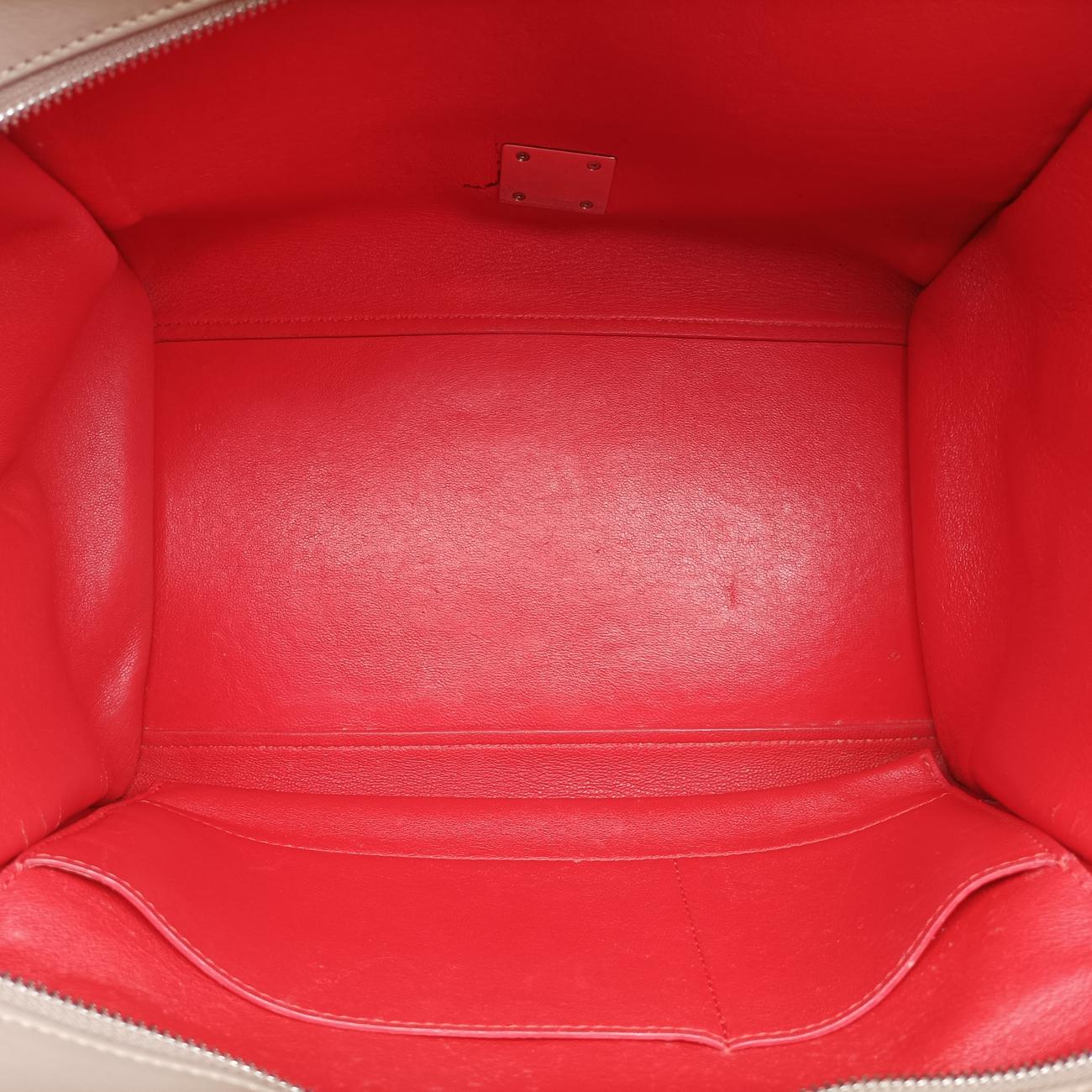 Pre-owned Celine Trapèze Beige × Black × Red Suede × leather  shoulderbag | stylenewstar