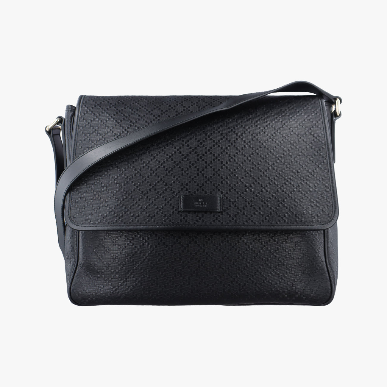 Pre-owned Gucci Guccissima Messenger Black Leather 223665 shoulderbag | stylenewstar