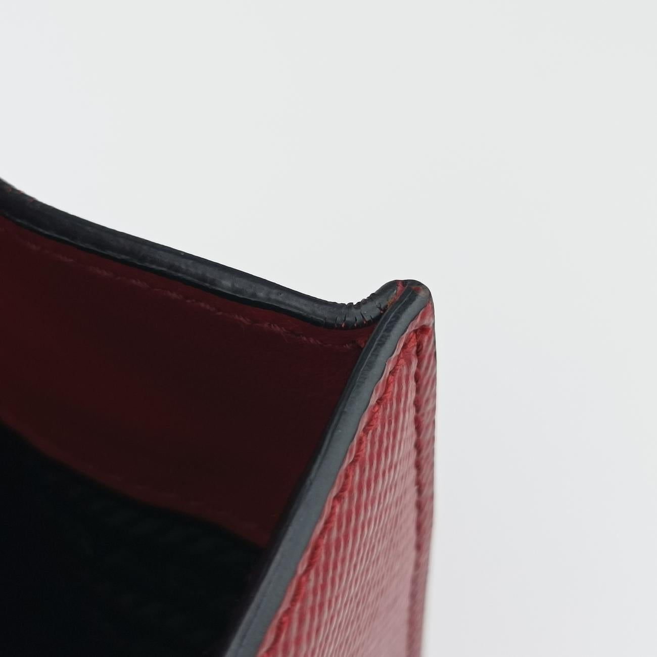 Pre-owned Prada Triangle Logo Red SAFFIANO Leather  shoulderbag | stylenewstar