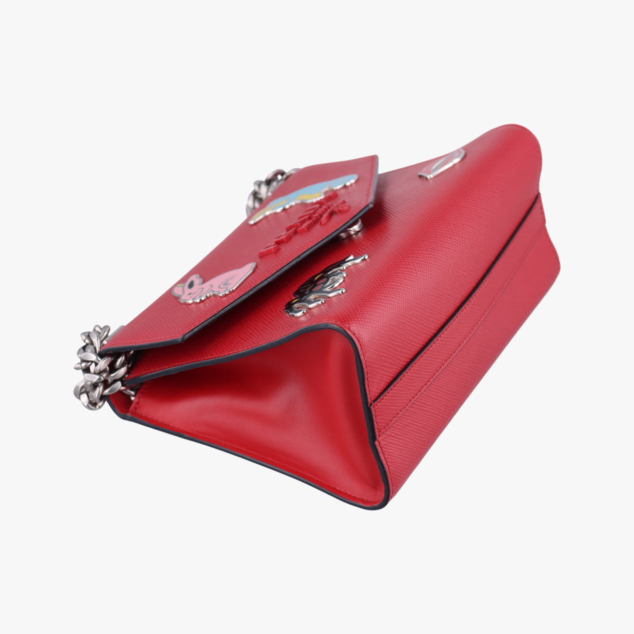 Pre-owned Prada Triangle Logo Red SAFFIANO Leather  shoulderbag | stylenewstar