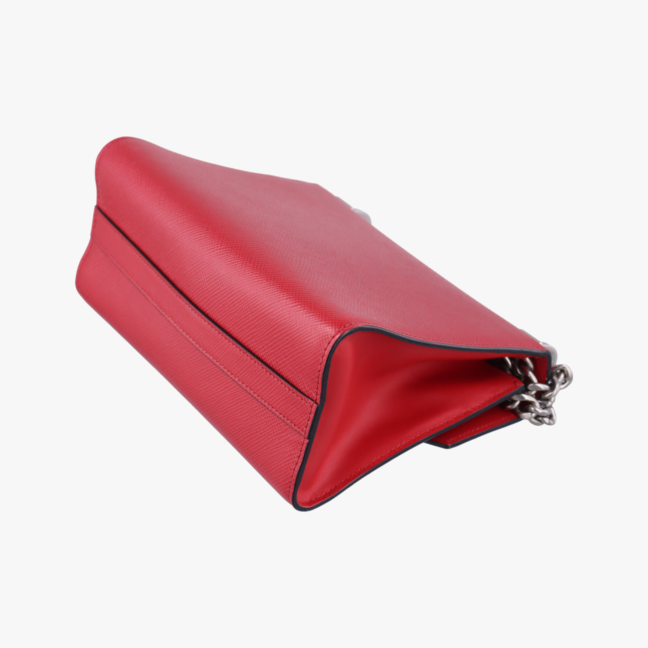 Pre-owned Prada Triangle Logo Red SAFFIANO Leather  shoulderbag | stylenewstar