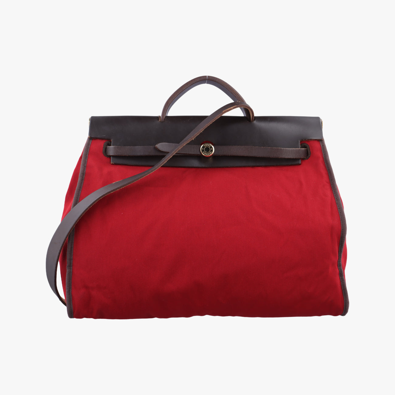 Vintage Hermes Airbag Zip MM Red × Brown Toile Officier×Leather  shoulderbag | stylenewstar