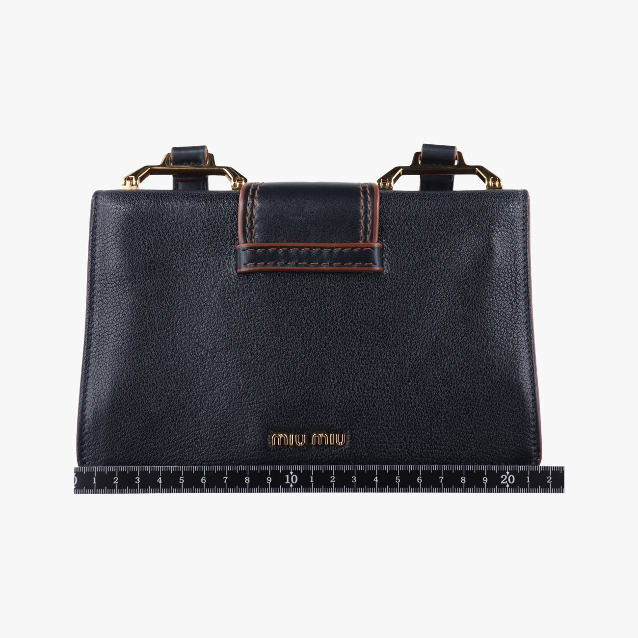 Pre-owned Miu Miu Madras Lady Buckle Flap Black×multicolor Leather  shoulderbag | stylenewstar
