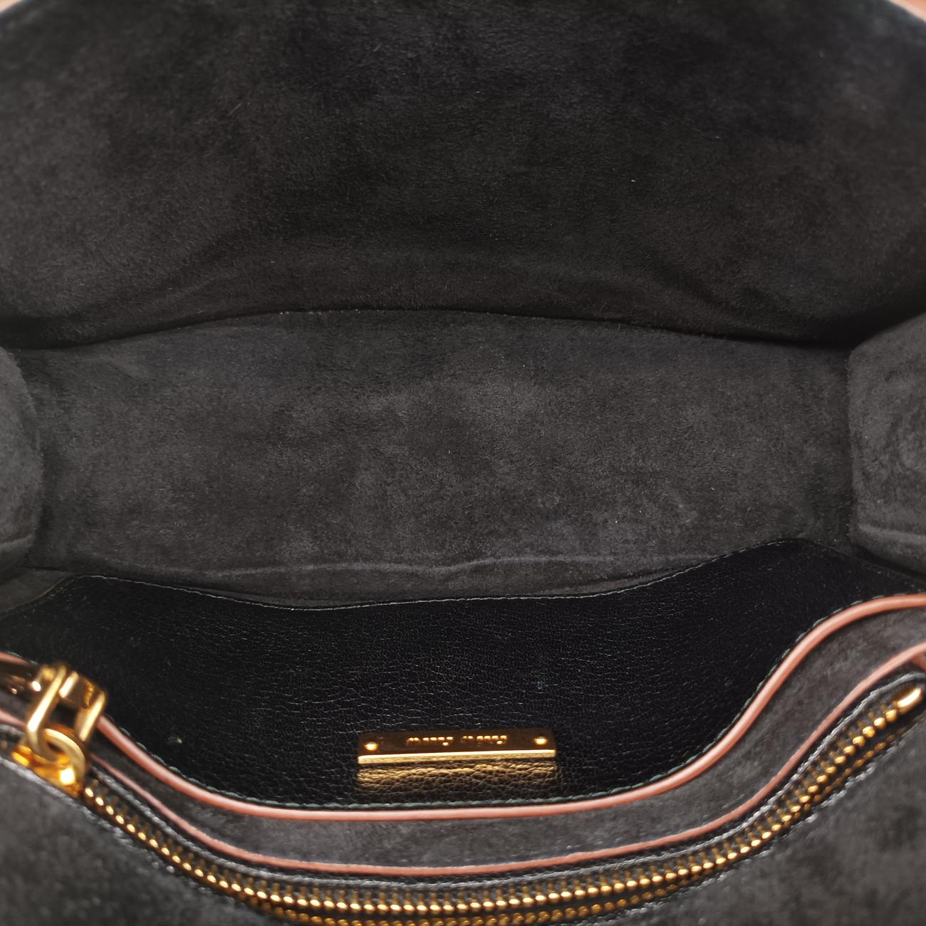 Pre-owned Miu Miu Madras Lady Buckle Flap Black×multicolor Leather  shoulderbag | stylenewstar