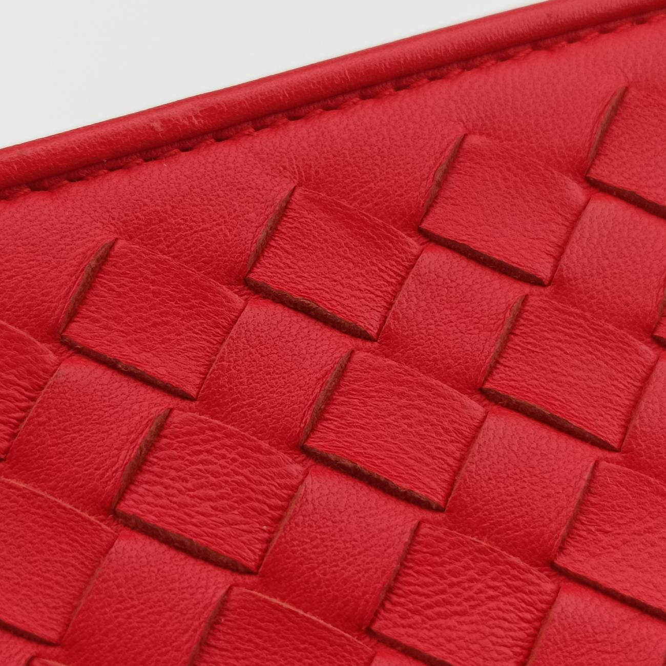 Pre-owned Bottega Veneta Intrecciato Red lambskin  shoulderbag | stylenewstar