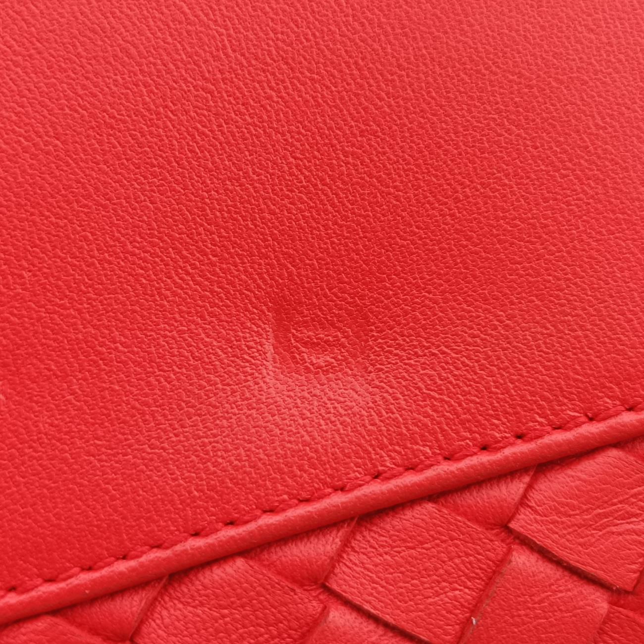 Pre-owned Bottega Veneta Intrecciato Red lambskin  shoulderbag | stylenewstar