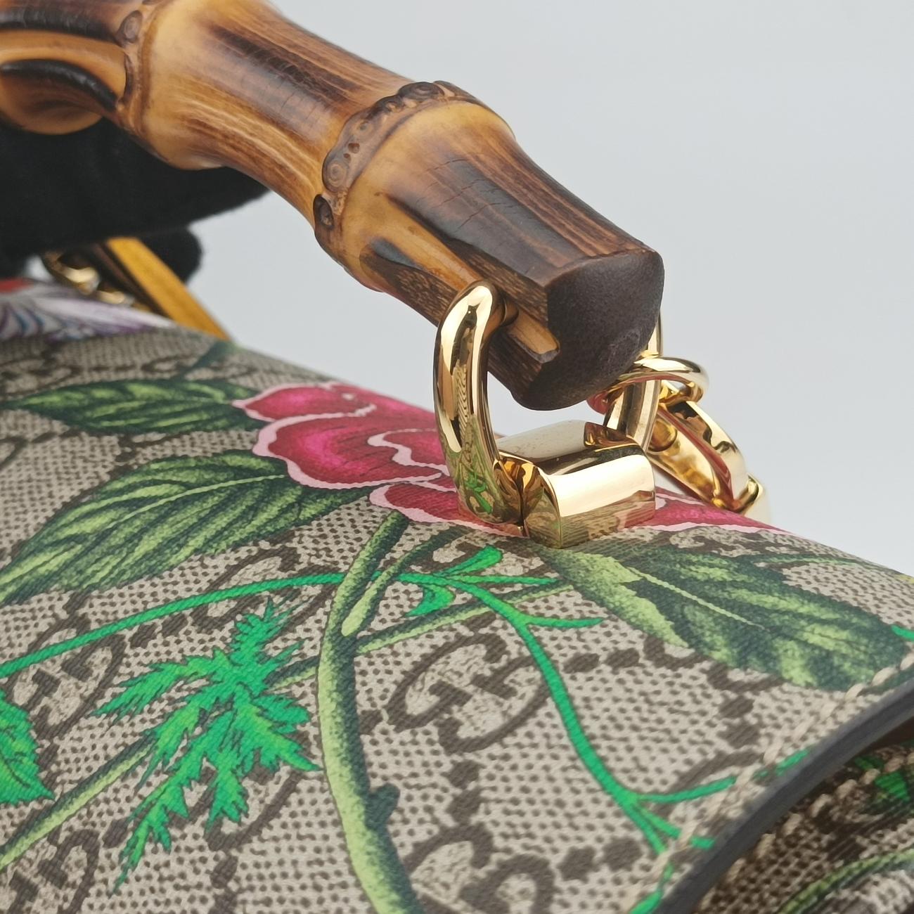 Pre-owned Gucci GG flora Padlock Bamboo Beige×Yellow×Multicolour PVC coated canvas 603221 shoulderbag | stylenewstar