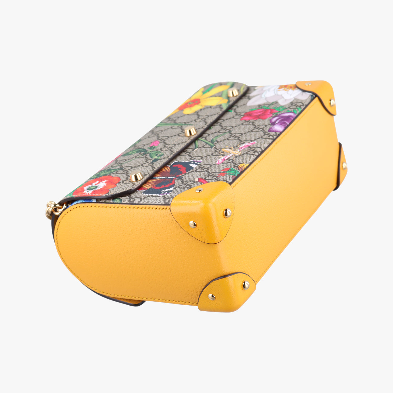 Pre-owned Gucci GG flora Padlock Bamboo Beige×Yellow×Multicolour PVC coated canvas 603221 shoulderbag | stylenewstar