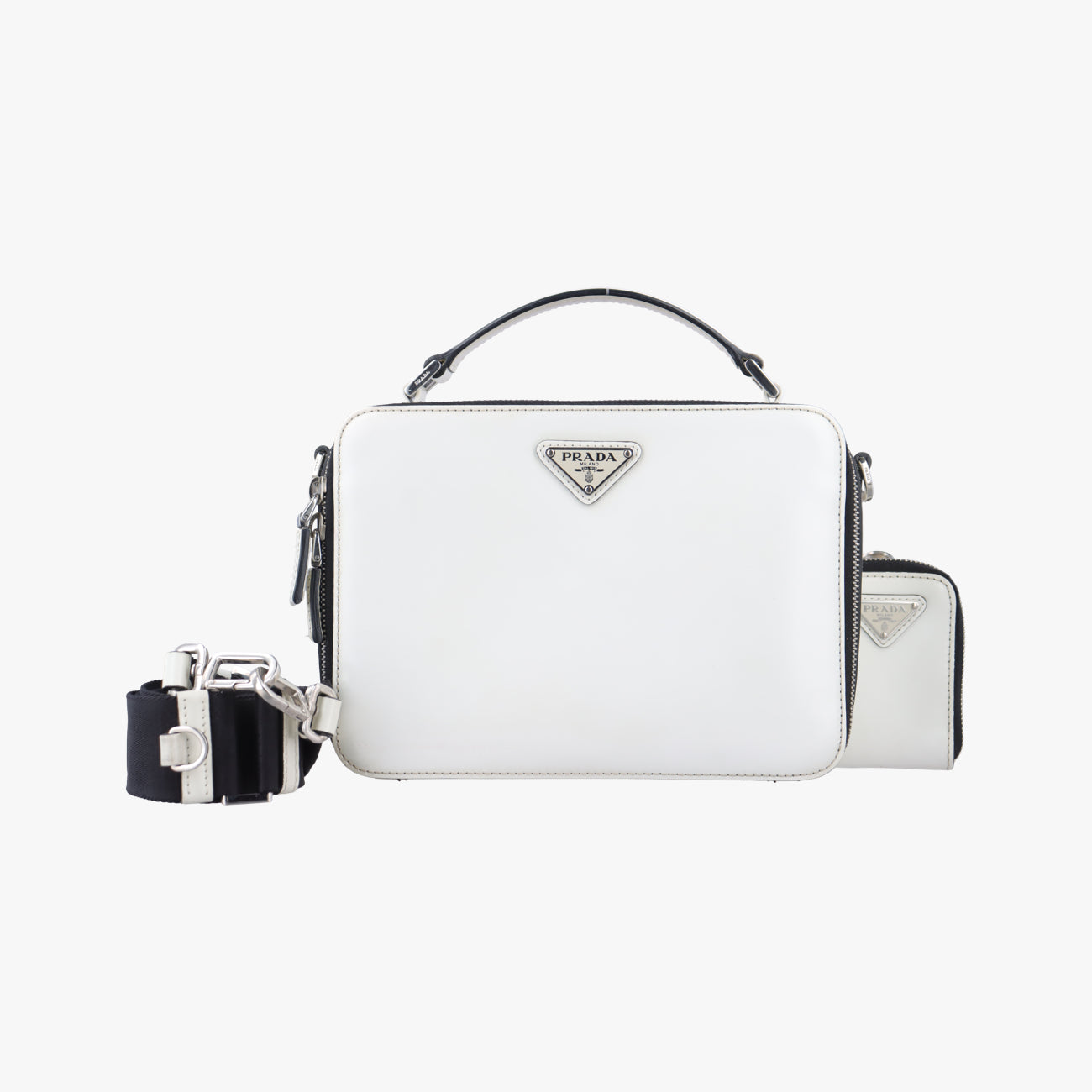 Pre-owned Prada Brique White Leather 2VH069 shoulderbag | stylenewstar