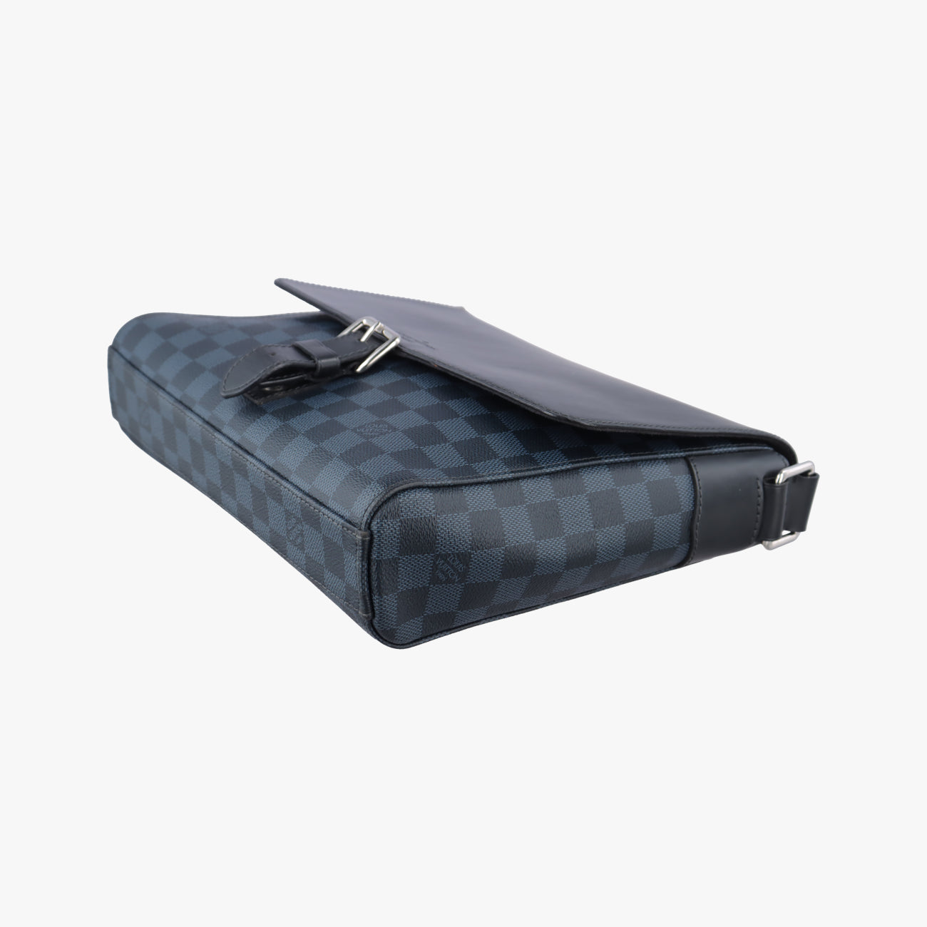 Pre-owned Louis Vuitton Newport Messenger PM black x navy Damier Cobalt N41587 crossbodybag | stylenewstar