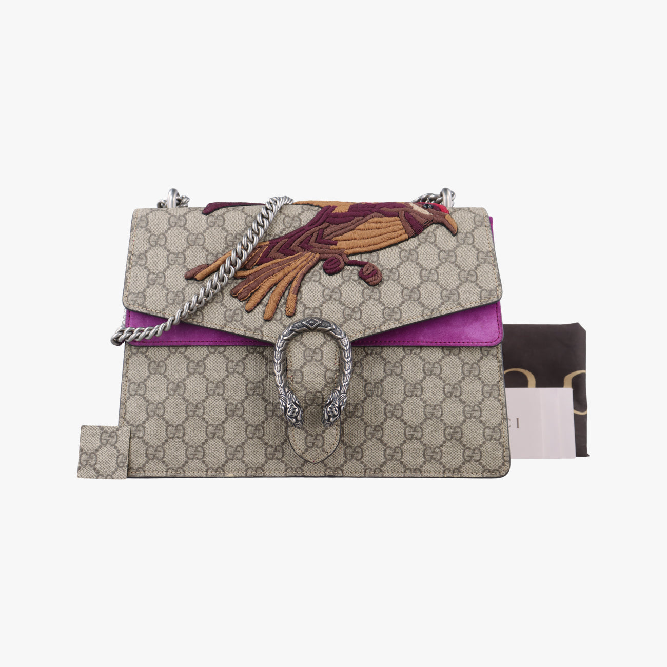 Pre-owned Gucci Dionysus Beige x Purple x Multicolor PVC coated canvas × suede 400235 shoulderbag | stylenewstar