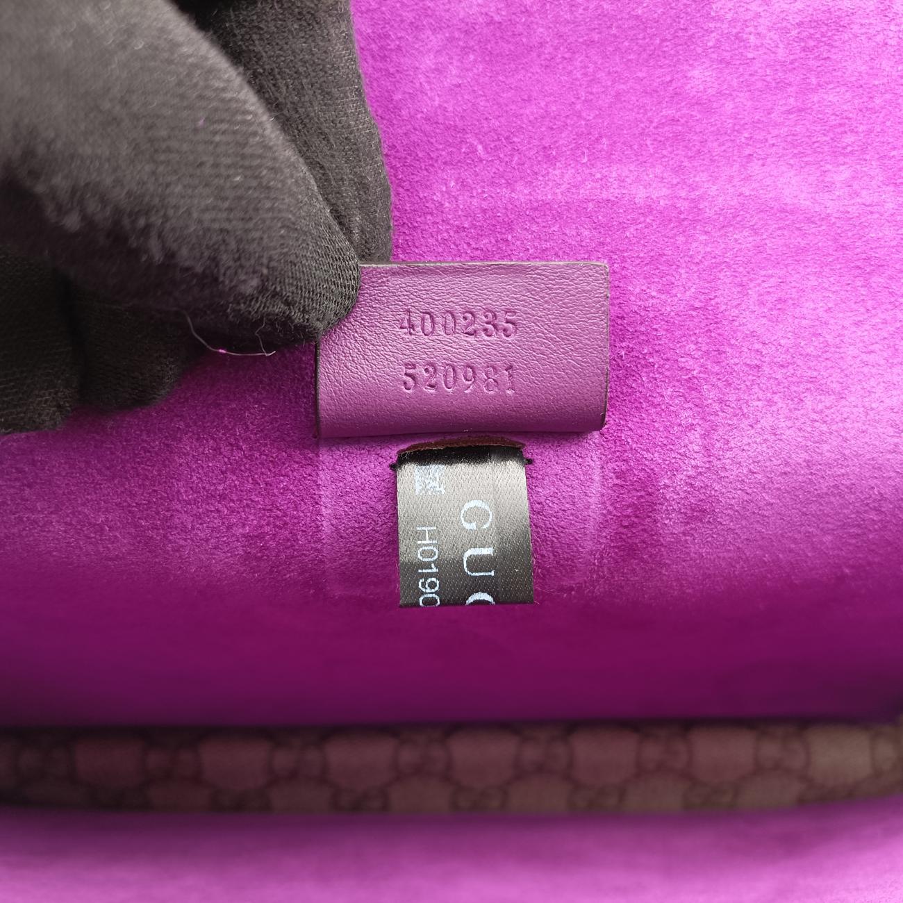 Pre-owned Gucci Dionysus Beige x Purple x Multicolor PVC coated canvas × suede 400235 shoulderbag | stylenewstar