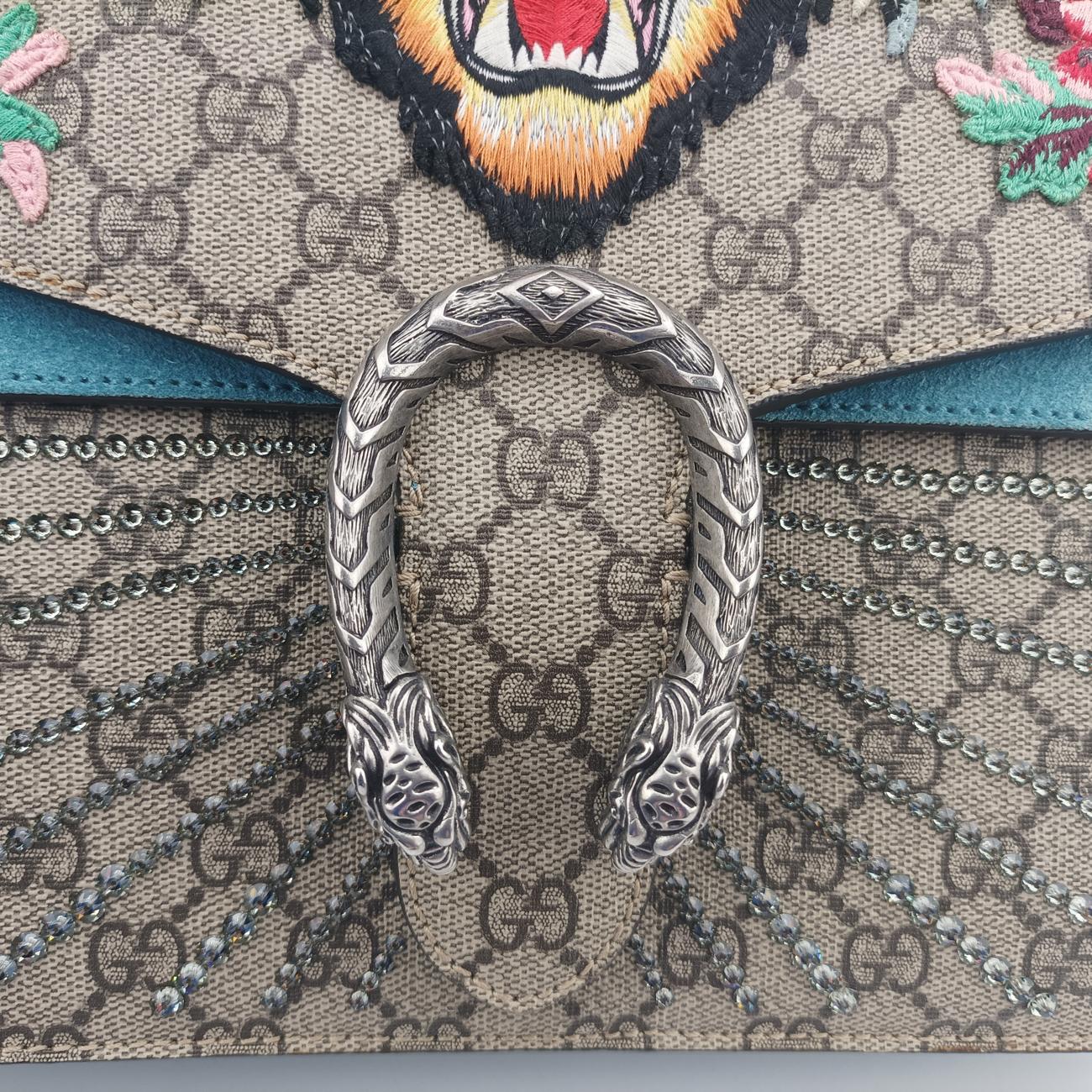 Pre-owned Gucci Dionysus Beige×Blue×Multicolour PVC coated canvas × suede 403348 shoulderbag | stylenewstar