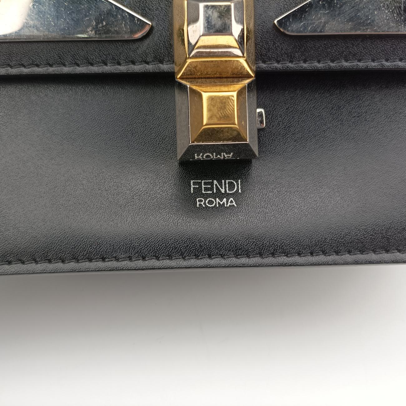 Pre-owned Fendi studded Kan I Black Leather 8M0381 shoulderbag | stylenewstar