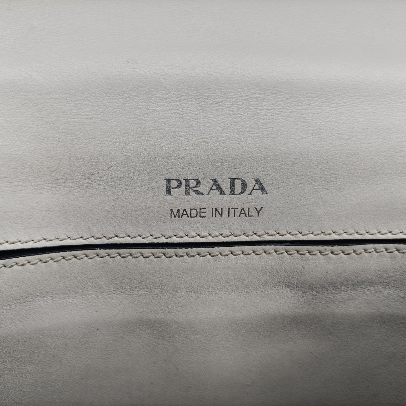 Secondhand Prada Plex ribbon White Leather 1BD067 shoulderbag | stylenewstar
