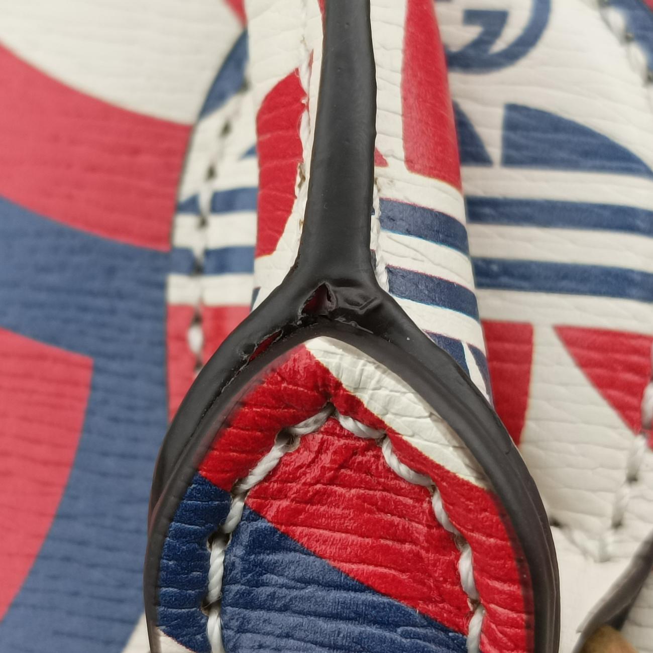 Pre-owned Gucci adidas collaboration mini duffel White x Red x Blue Leather 702397 shoulderbag | stylenewstar