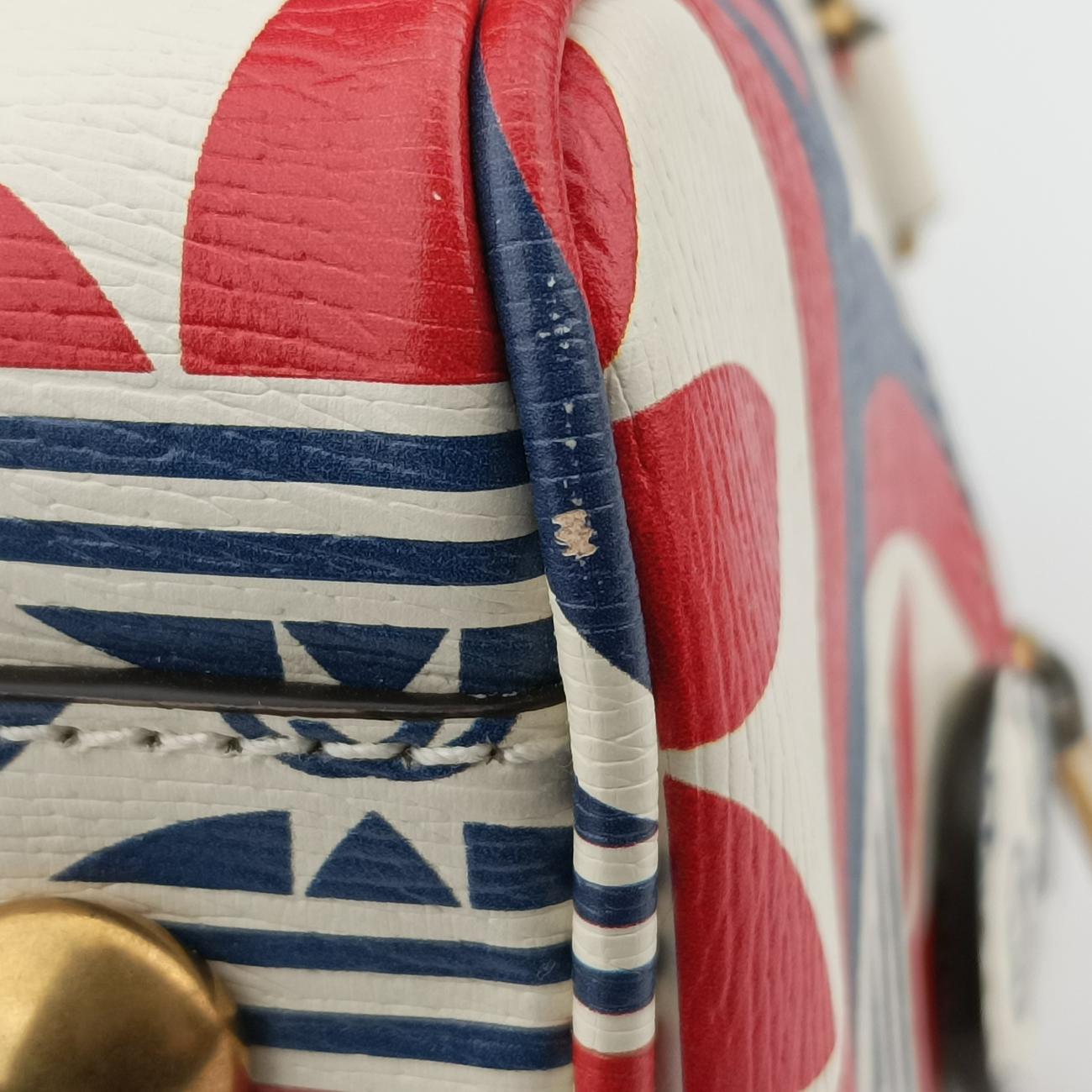 Pre-owned Gucci adidas collaboration mini duffel White x Red x Blue Leather 702397 shoulderbag | stylenewstar