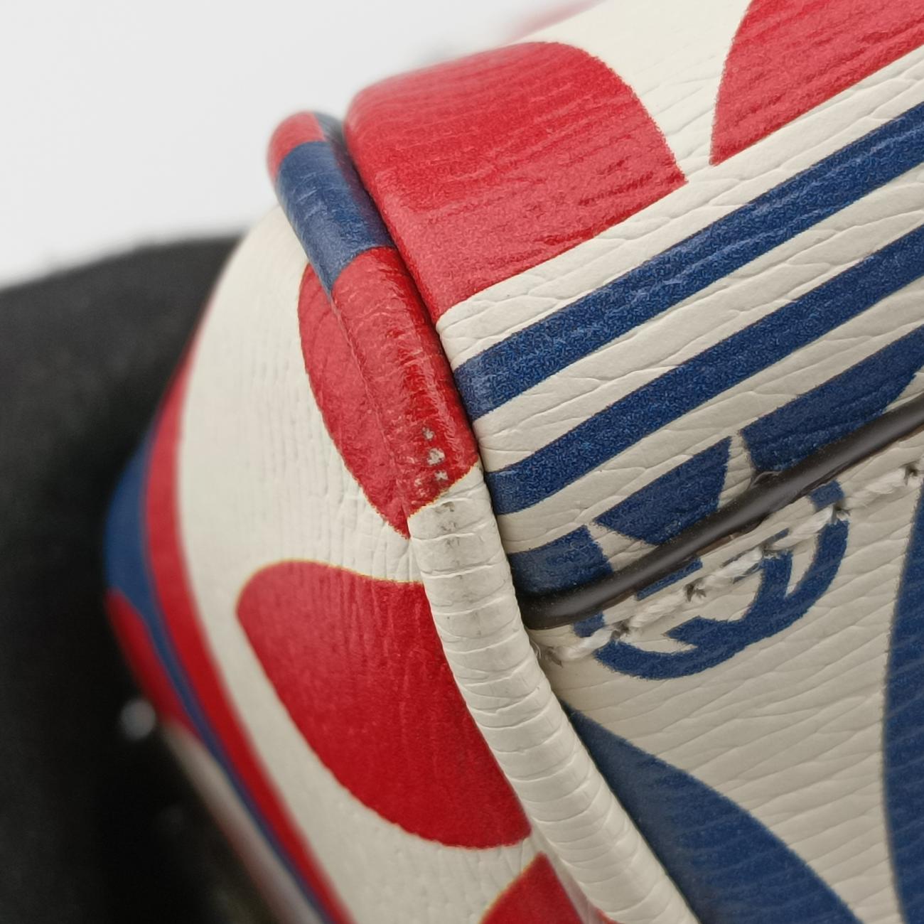 Pre-owned Gucci adidas collaboration mini duffel White x Red x Blue Leather 702397 shoulderbag | stylenewstar