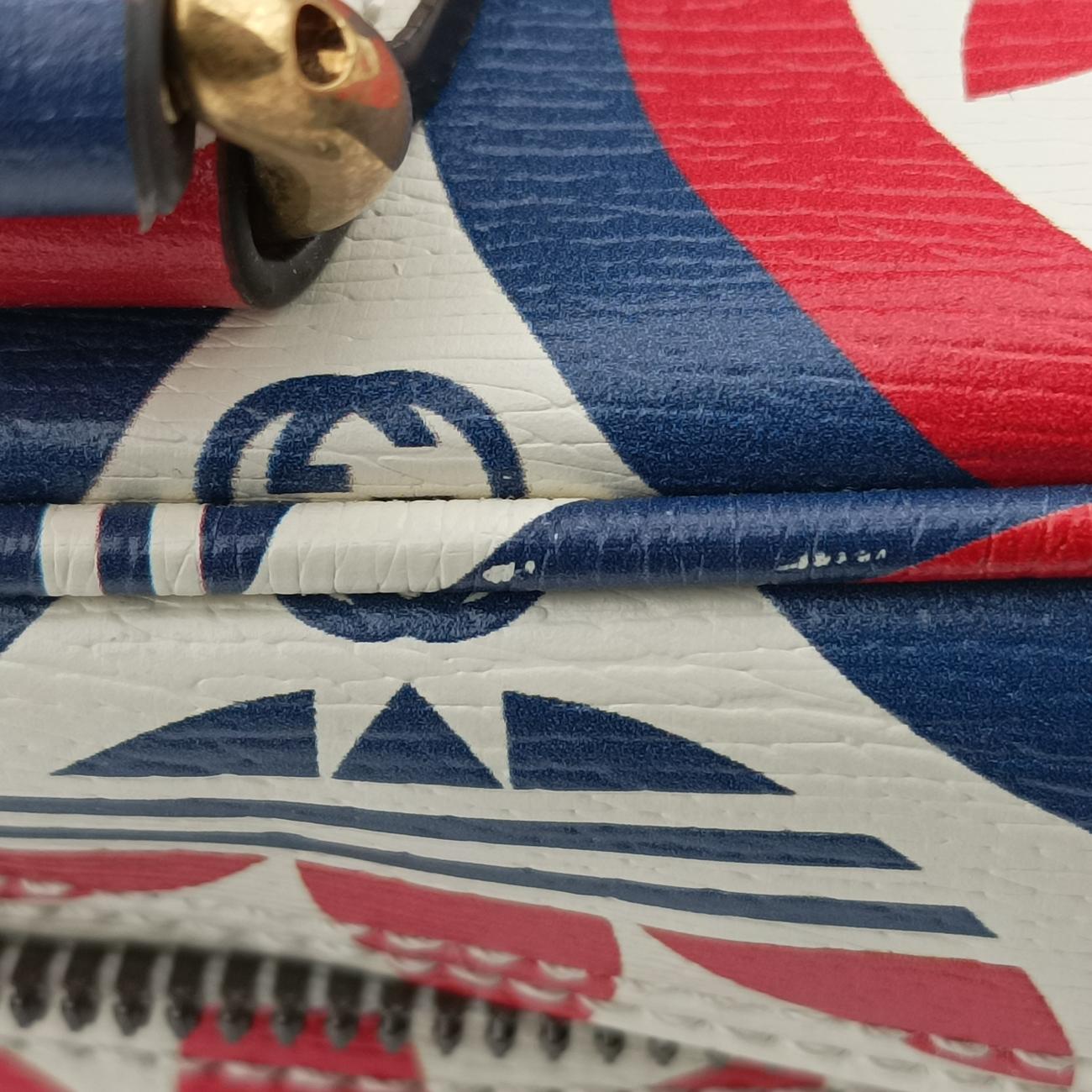 Pre-owned Gucci adidas collaboration mini duffel White x Red x Blue Leather 702397 shoulderbag | stylenewstar