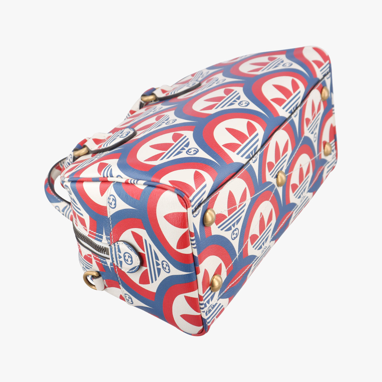 Pre-owned Gucci adidas collaboration mini duffel White x Red x Blue Leather 702397 shoulderbag | stylenewstar