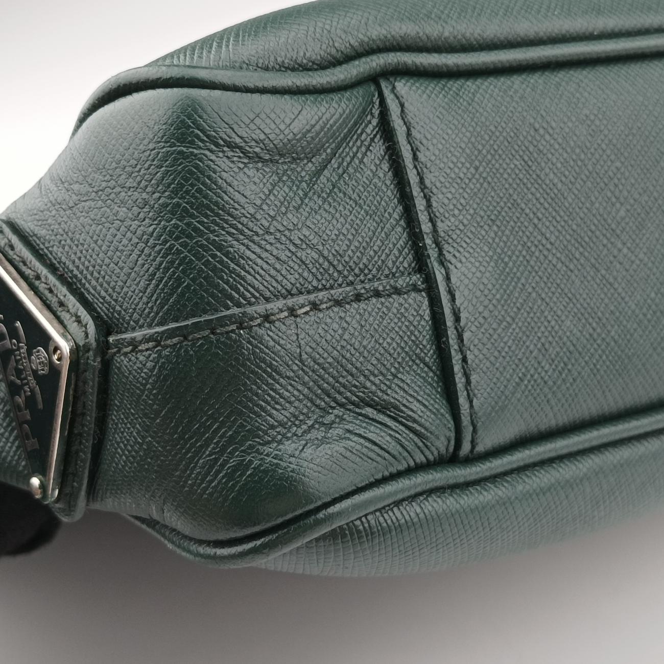 Secondhand Prada Briefcase Business Green SAFFIANO Leather 2VE363 handbag | stylenewstar