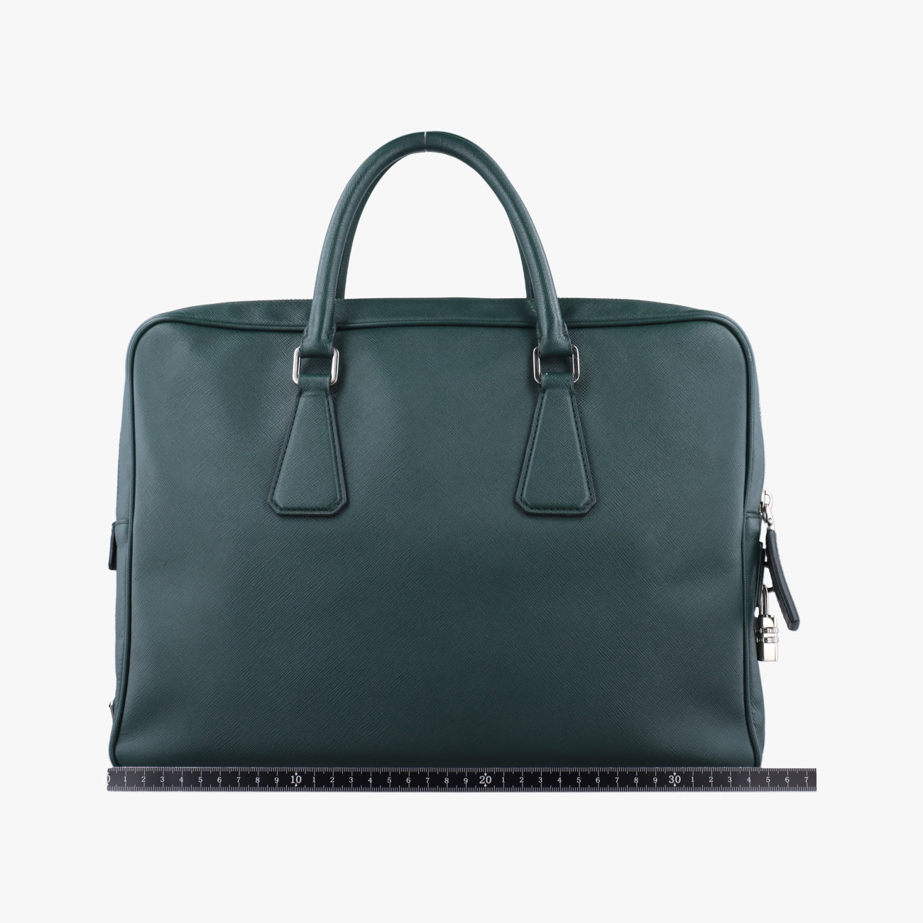 Secondhand Prada Briefcase Business Green SAFFIANO Leather 2VE363 handbag | stylenewstar