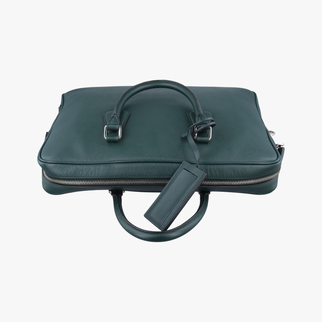 Secondhand Prada Briefcase Business Green SAFFIANO Leather 2VE363 handbag | stylenewstar