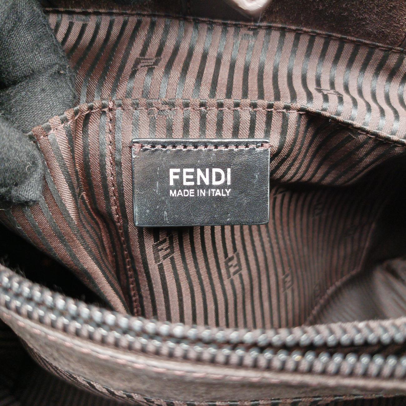 Pre-owned Fendi 2 JOURS Black×Blue×Brown ponyhair 8BH250 shoulderbag | stylenewstar