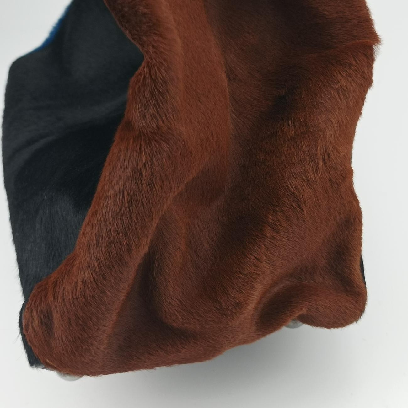 Pre-owned Fendi 2 JOURS Black×Blue×Brown ponyhair 8BH250 shoulderbag | stylenewstar