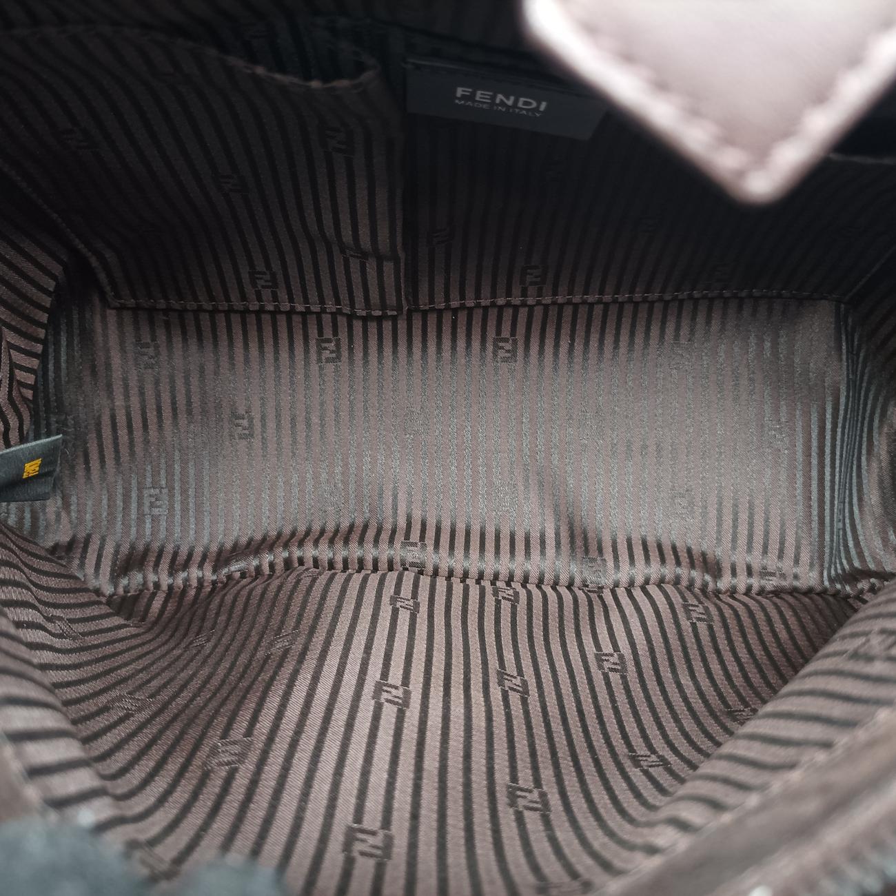 Pre-owned Fendi 2 JOURS Black×Blue×Brown ponyhair 8BH250 shoulderbag | stylenewstar