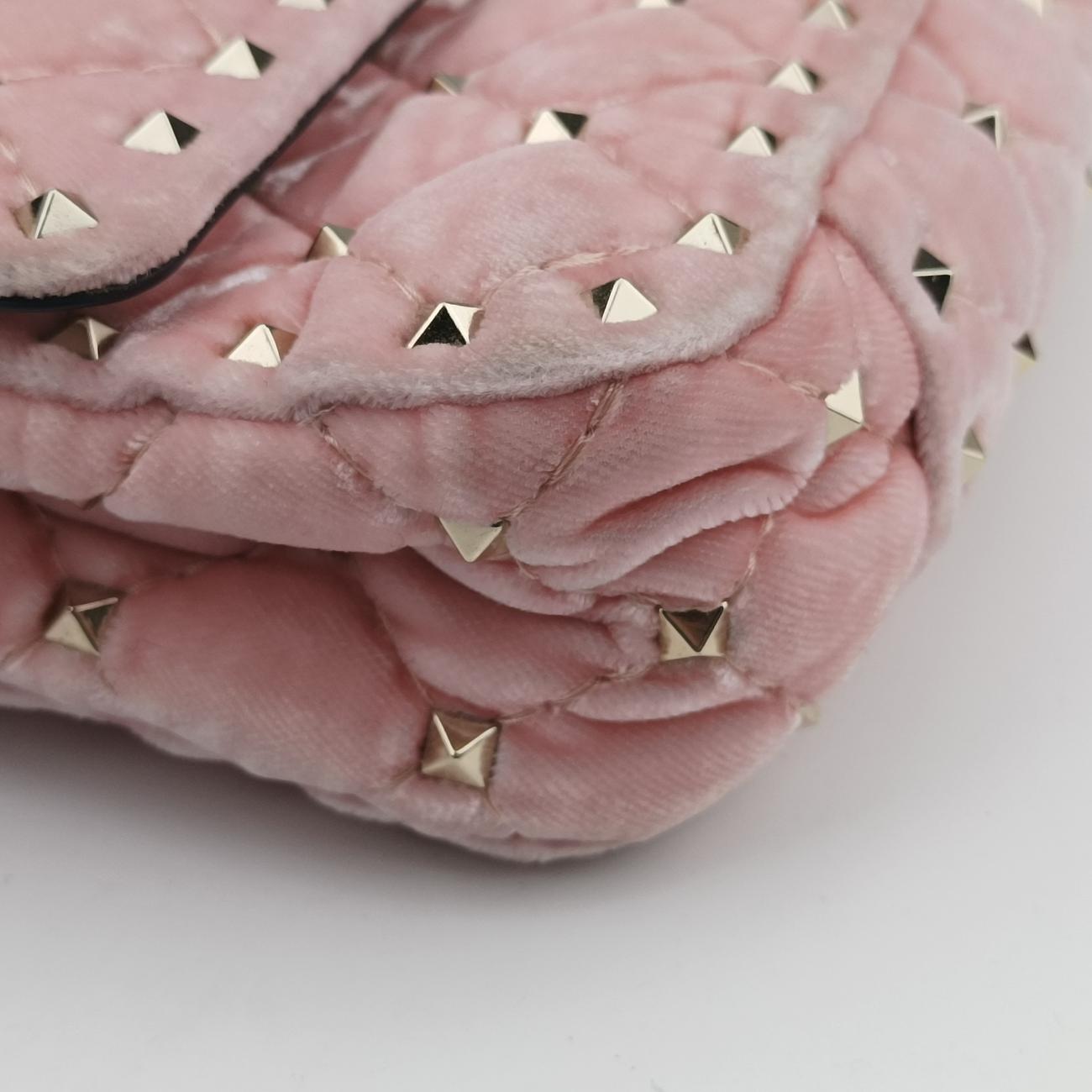 Secondhand Valentino Rockstud spikes Pink velour  shoulderbag | stylenewstar