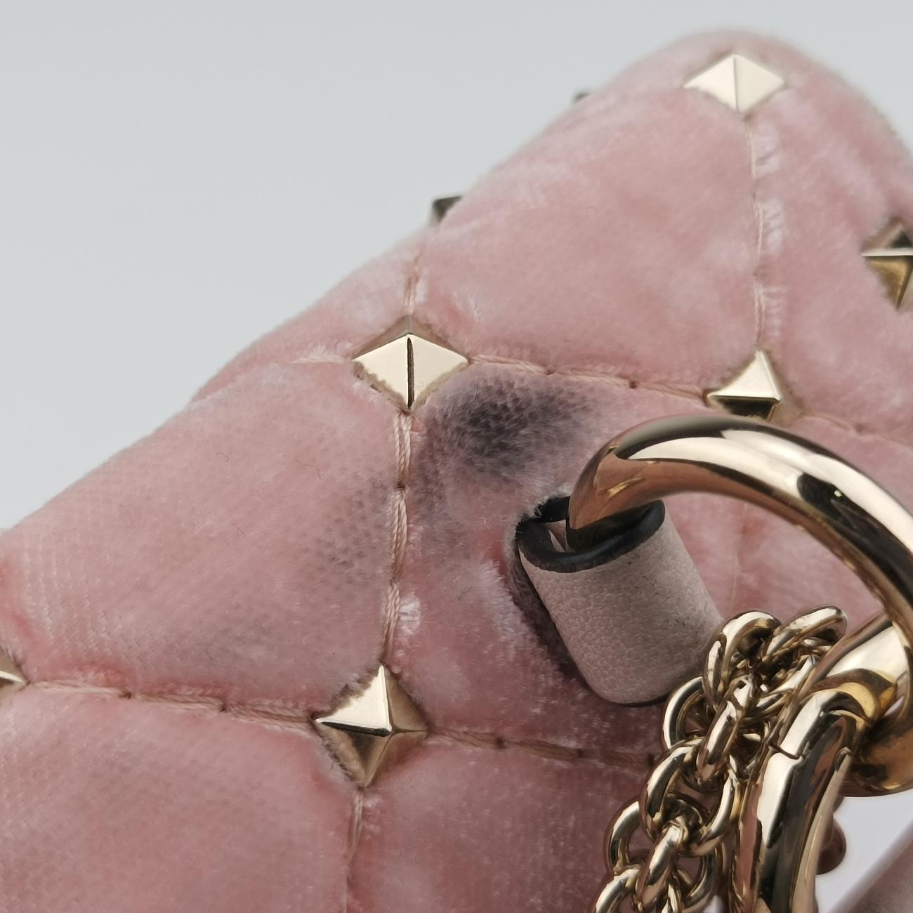 Secondhand Valentino Rockstud spikes Pink velour  shoulderbag | stylenewstar