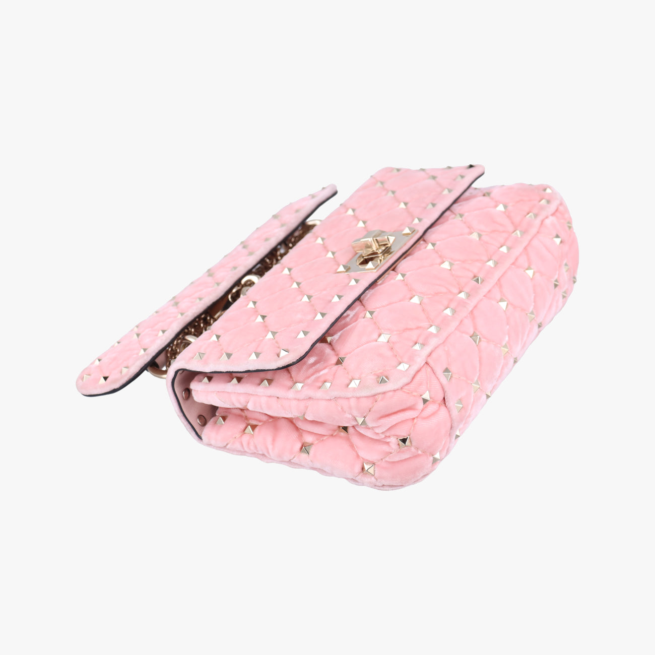 Secondhand Valentino Rockstud spikes Pink velour  shoulderbag | stylenewstar