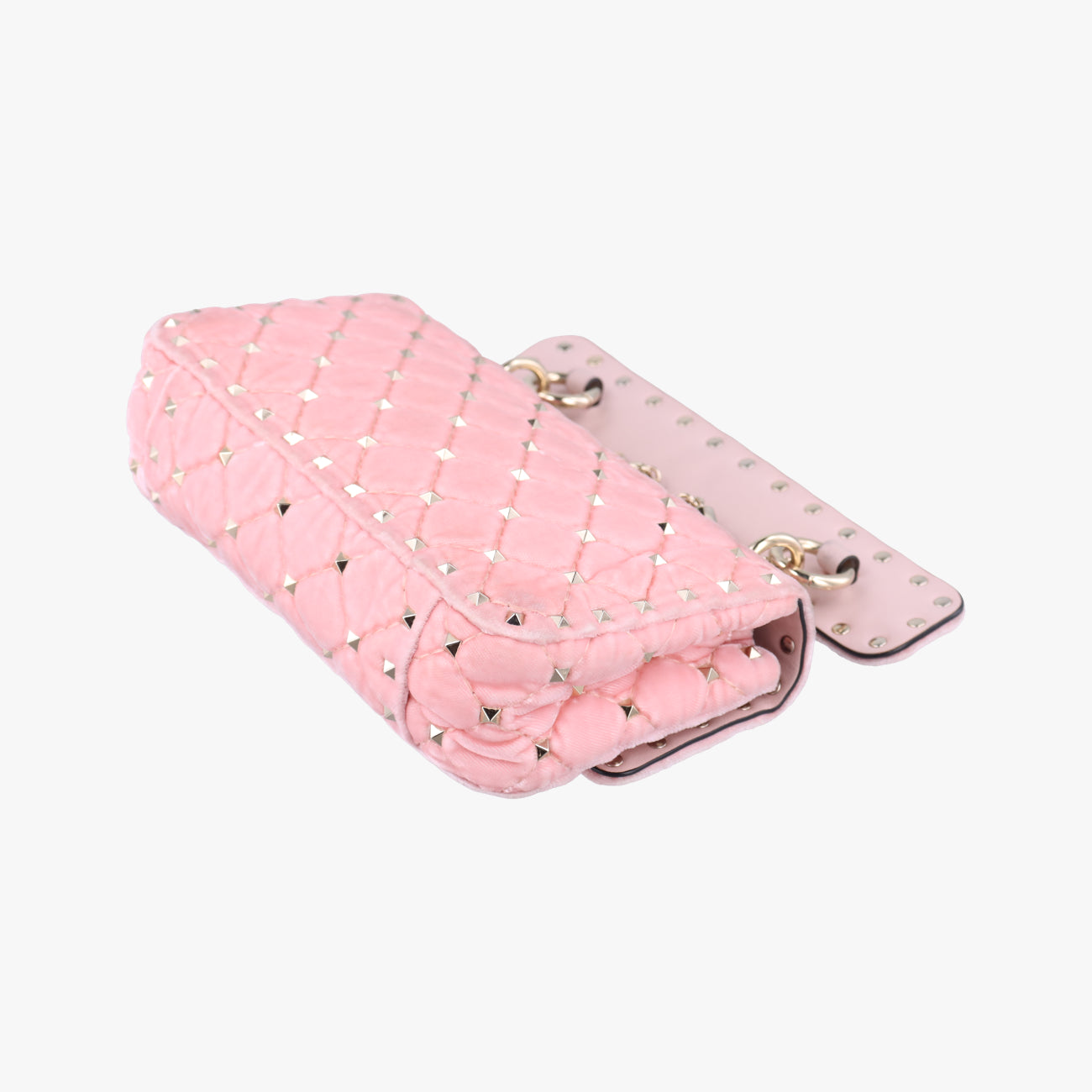 Secondhand Valentino Rockstud spikes Pink velour  shoulderbag | stylenewstar