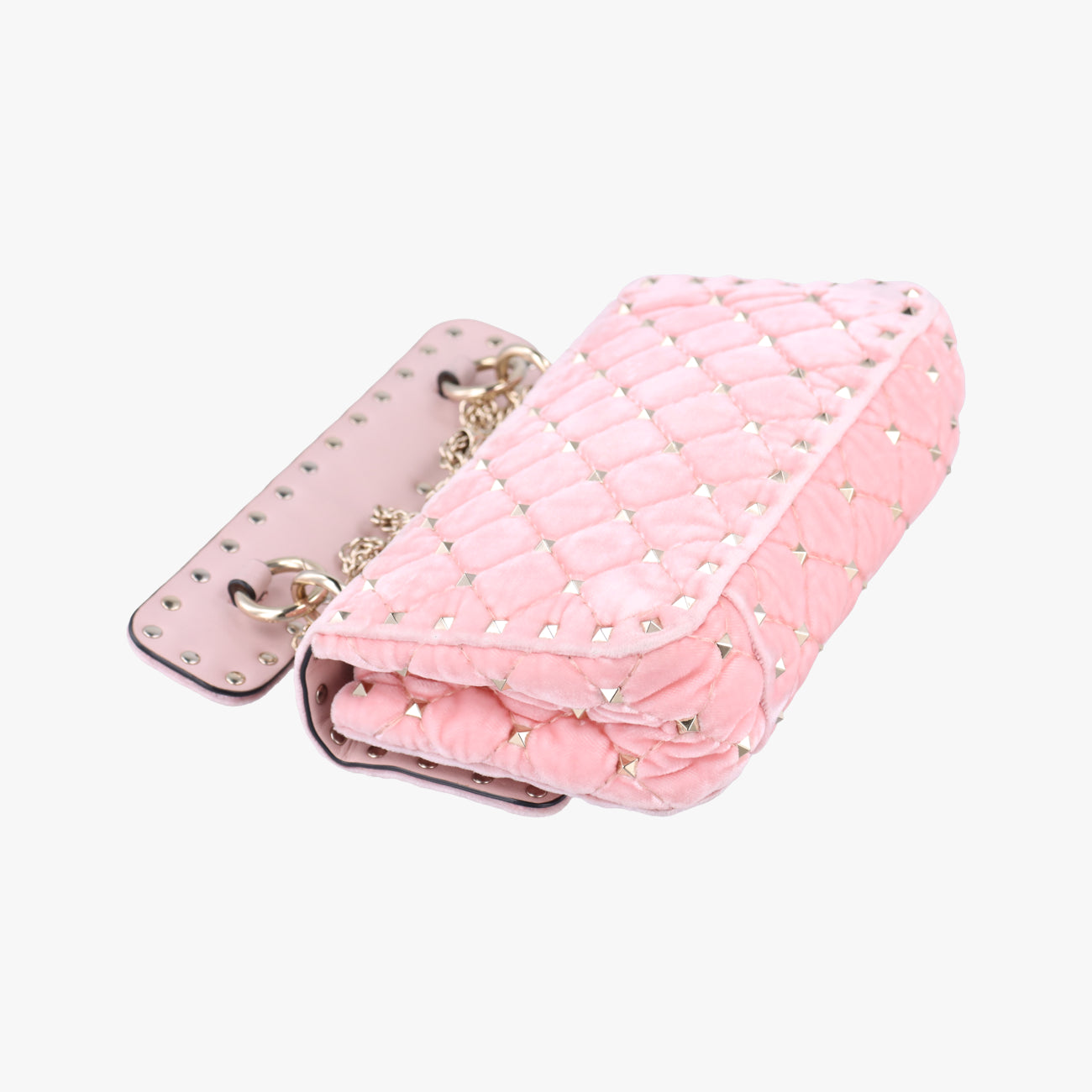 Secondhand Valentino Rockstud spikes Pink velour  shoulderbag | stylenewstar