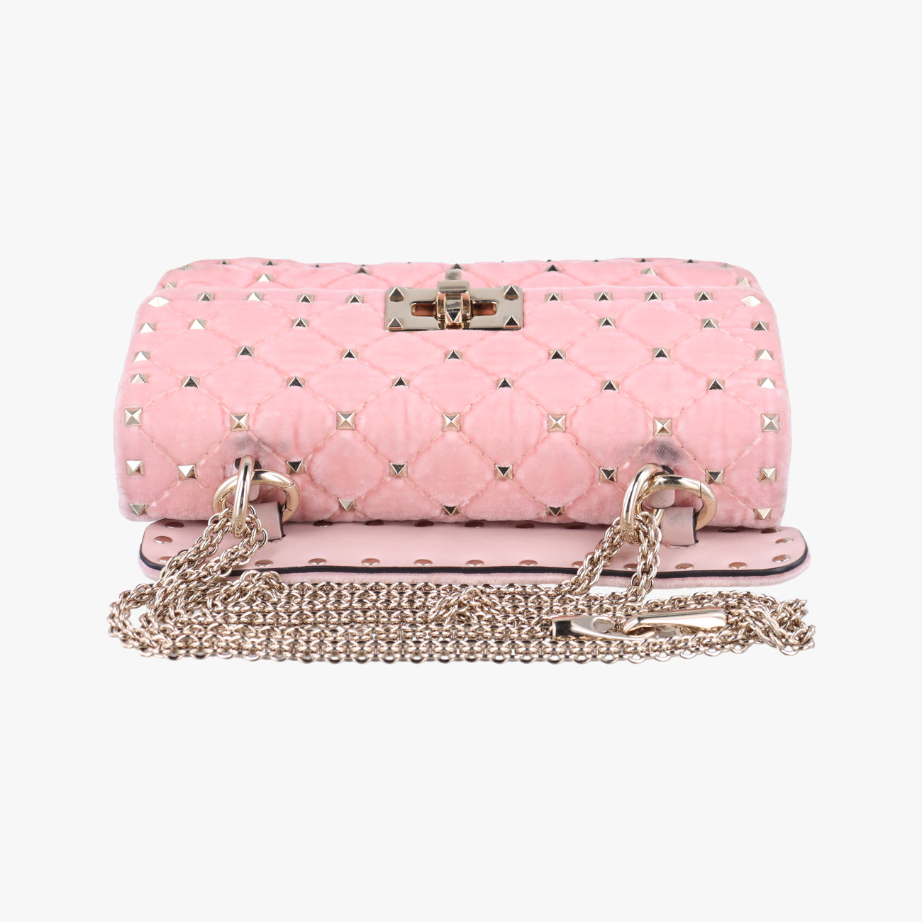 Secondhand Valentino Rockstud spikes Pink velour  shoulderbag | stylenewstar