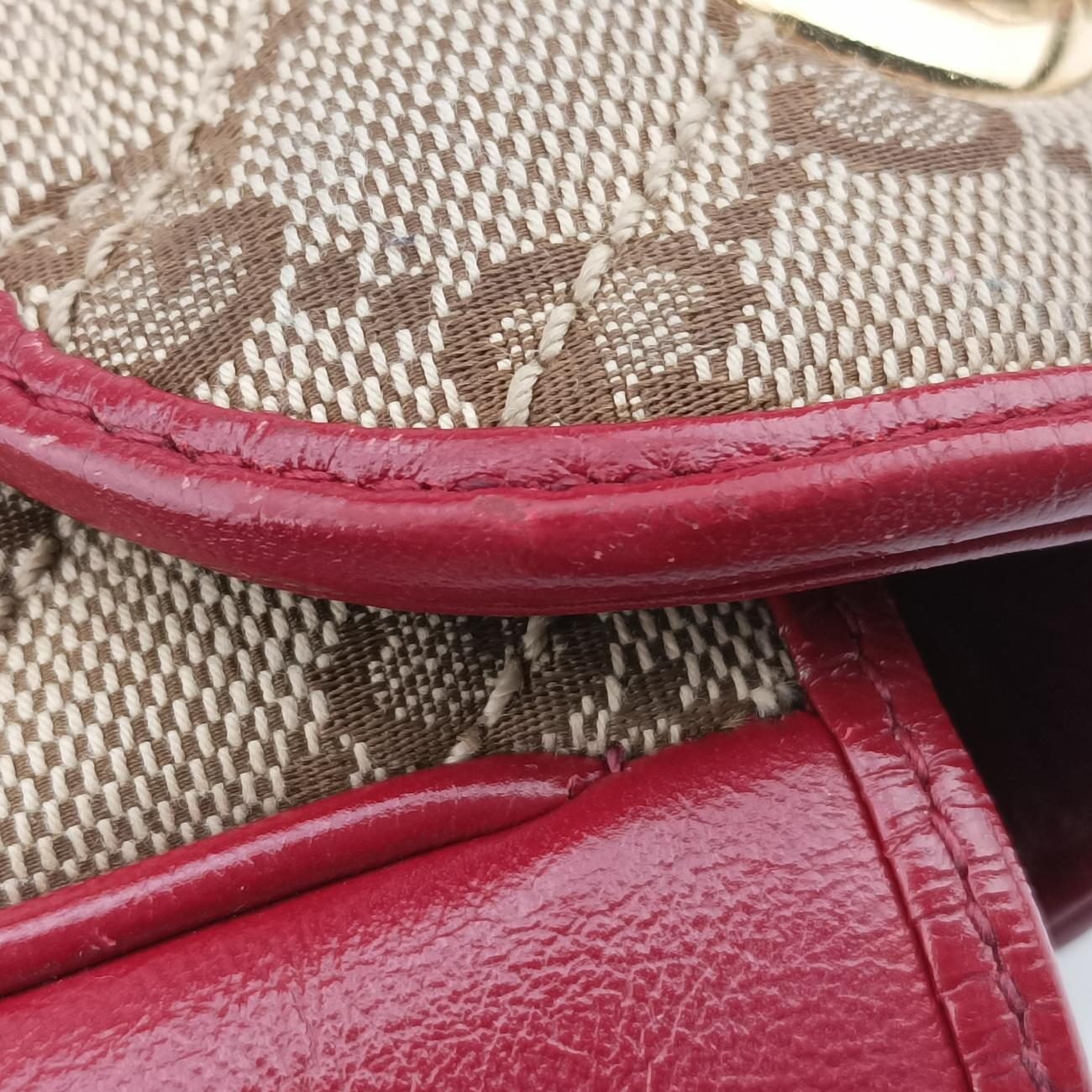 Pre-owned Gucci GG Marmont Beige×red canvas x leather 443497 shoulderbag | stylenewstar