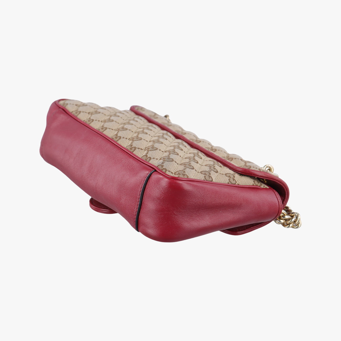 Pre-owned Gucci GG Marmont Beige×red canvas x leather 443497 shoulderbag | stylenewstar