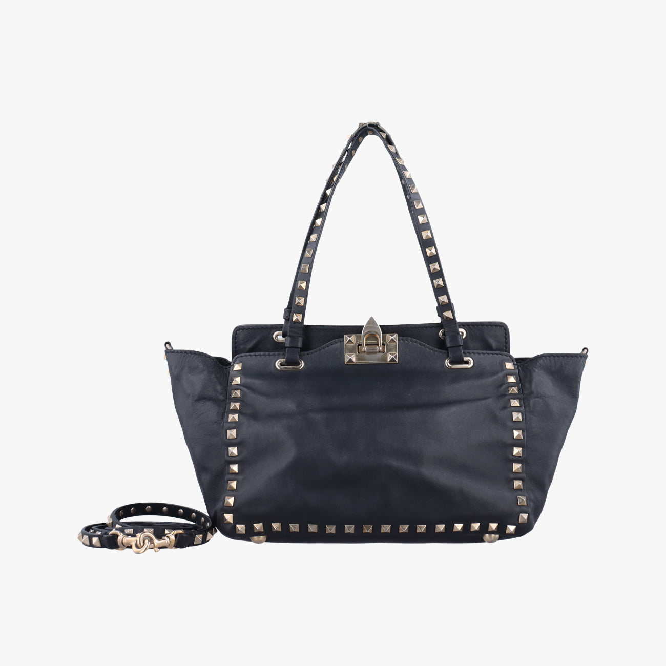 Pre-owned Valentino Rockstud Black Leather  shoulderbag | stylenewstar