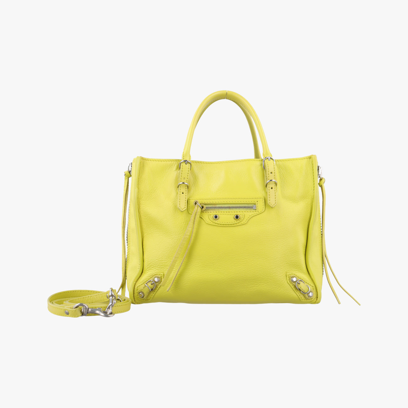 Pre-owned Balenciaga Paper A6 Zip Around Yellow Lambskin 370926 shoulderbag | stylenewstar