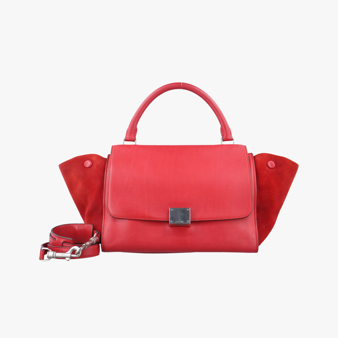 Pre-owned Celine Trapèze Red Leather × suede  shoulderbag | stylenewstar